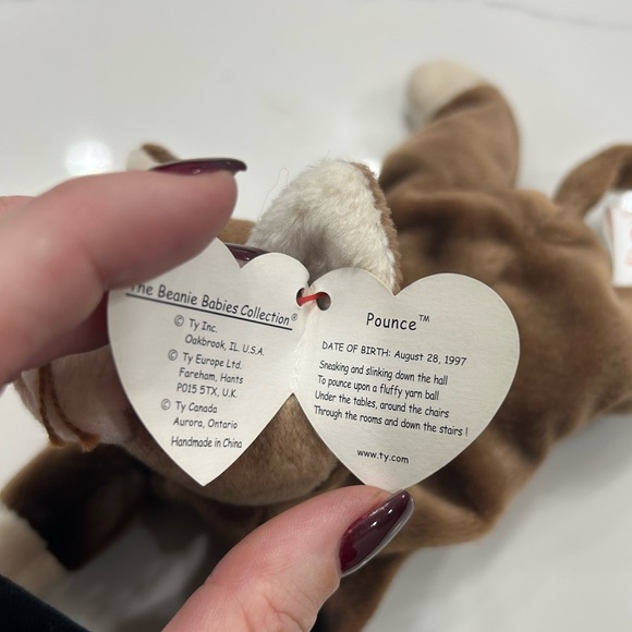 Rare Beanie Babie Pounce with tag errors and stamped tush tag - Picture 3 of 6